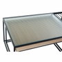DKD Home Decor Mesa Centro Loft Natural Negro Metal Cristal Madera Bambú 60 x 45 x 110 cm Set de 2