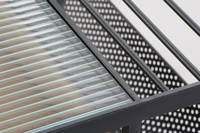 DKD Home Decor Mesa Centro Loft Natural Negro Metal Cristal Madera Bambú 60 x 45 x 110 cm Set de 2