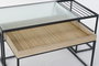 DKD Home Decor Mesa Centro Loft Natural Negro Metal Cristal Madera Bambú 60 x 45 x 110 cm Set de 2