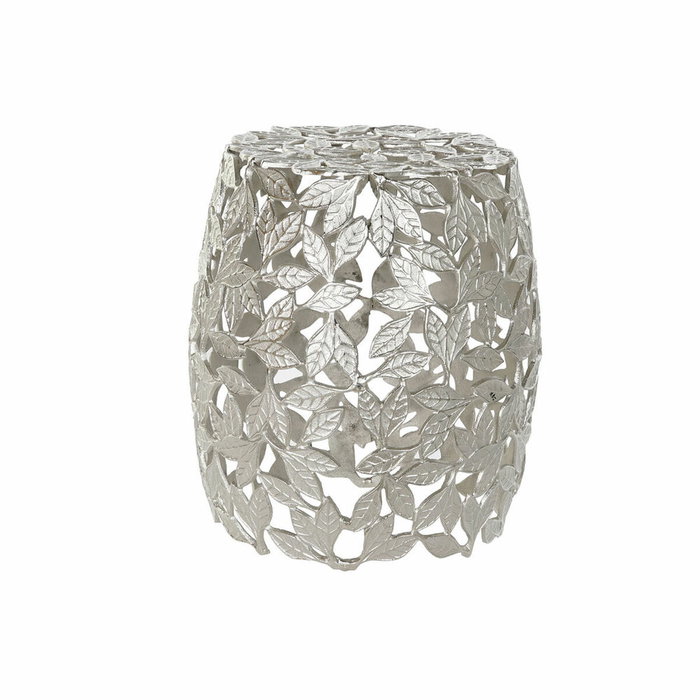 DKD Home Decor Mesita Auxiliar de Aluminio Plateada con Detalles de Hojas