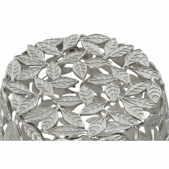 DKD Home Decor Mesita Auxiliar de Aluminio Plateada con Detalles de Hojas