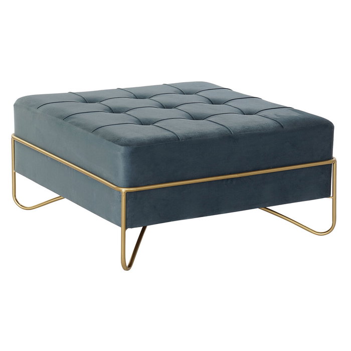 DKD Home Decor Descalzadora de Terciopelo Azul y Dorado