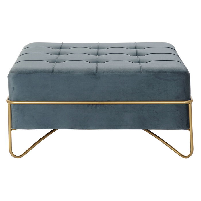 DKD Home Decor Descalzadora de Terciopelo Azul y Dorado