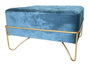 DKD Home Decor Descalzadora de Terciopelo Azul y Dorado