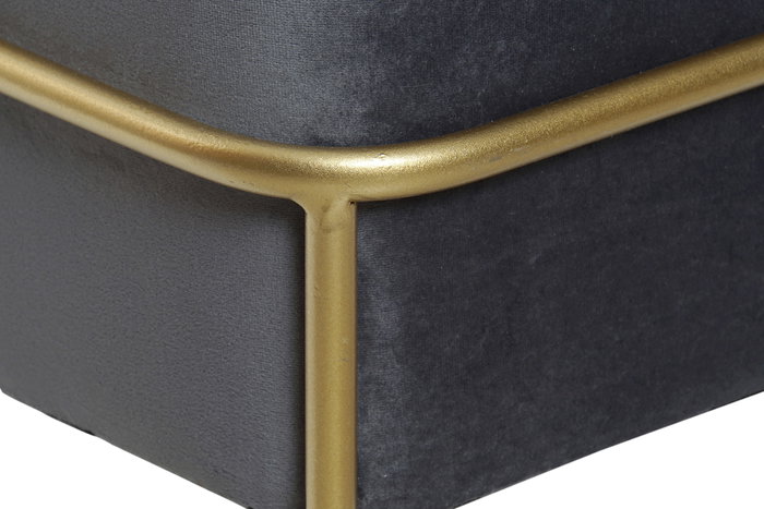 DKD Home Decor Descalzadora de Terciopelo Gris y Dorado