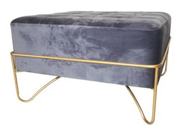 DKD Home Decor Descalzadora de Terciopelo Gris y Dorado