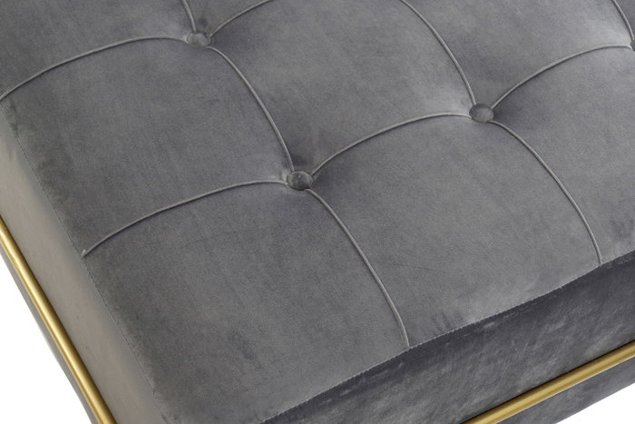 DKD Home Decor Descalzadora de Terciopelo Gris y Dorado