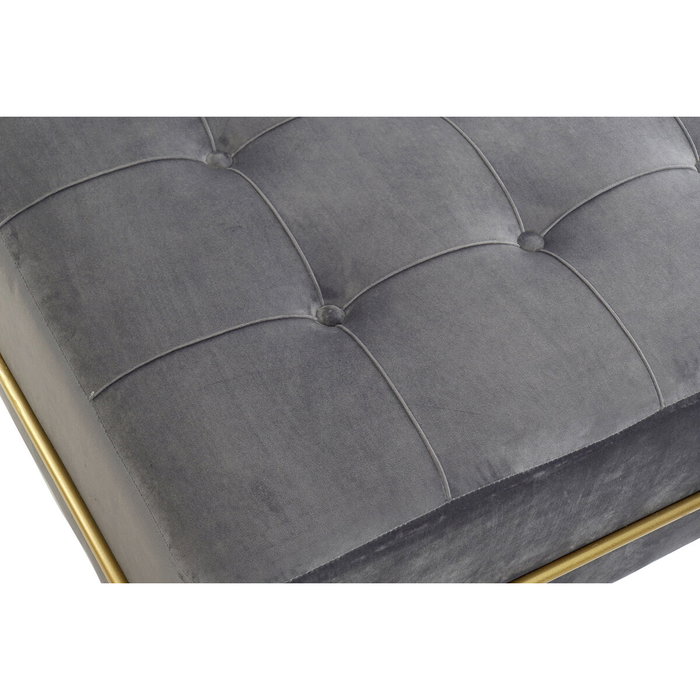DKD Home Decor Descalzadora de Terciopelo Gris y Dorado