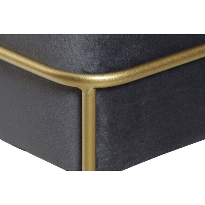 DKD Home Decor Descalzadora de Terciopelo Gris y Dorado