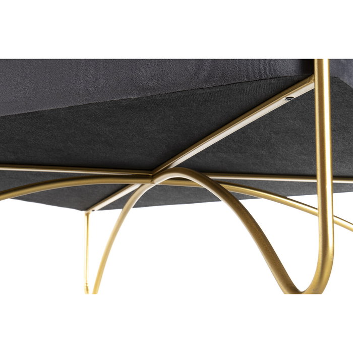 DKD Home Decor Descalzadora de Terciopelo Gris y Dorado