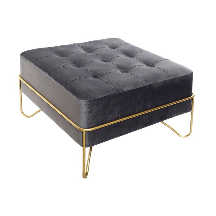 DKD Home Decor Descalzadora de Terciopelo Gris y Dorado