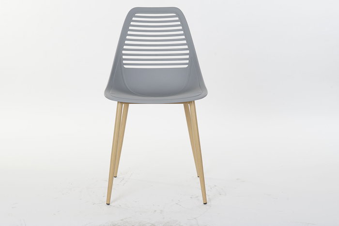 DKD Home Decor Silla Estilo Scandi Gris Claro Marron Claro 56 x 84 x 45 cm (4 Unidades)