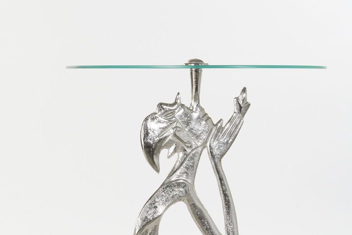 DKD Home Decor Indio Mesita Auxiliar Cristal Plateado Transparente 46 x 72 x 46 cm