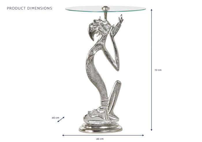 DKD Home Decor Indio Mesita Auxiliar Cristal Plateado Transparente 46 x 72 x 46 cm