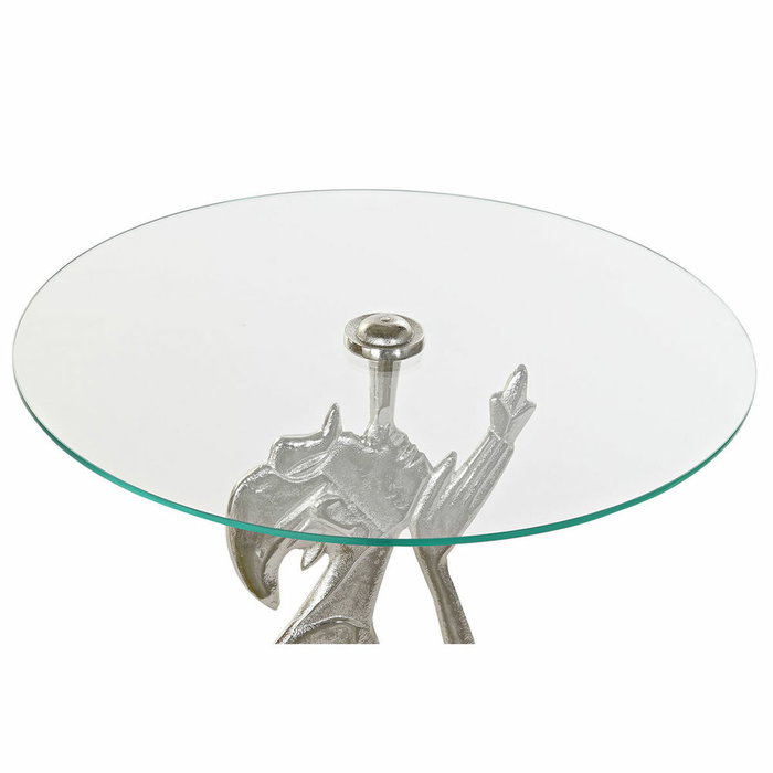 DKD Home Decor Mesita Auxiliar Persona Aluminio y Cristal Plateado