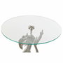 DKD Home Decor Mesita Auxiliar Persona Aluminio y Cristal Plateado