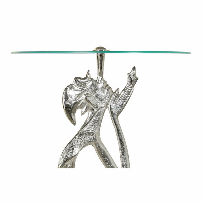 DKD Home Decor Mesita Auxiliar Persona Aluminio y Cristal Plateado