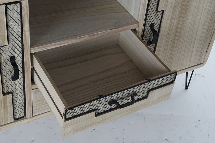 DKD Home Decor Buffet Morefond Indus Natural Negro 41 x 65 x 120 cm Metal Paulownia