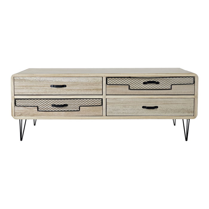 DKD Home Decor Mueble TV Paulownia y Metal Natural 115x61x43