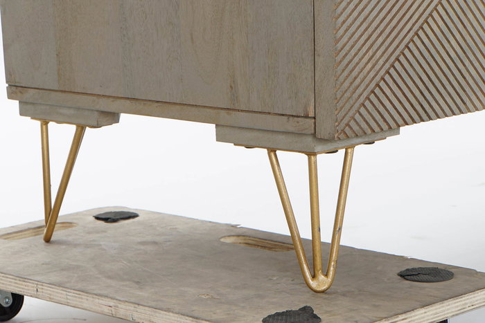 DKD Home Decor Buffet Gris Dorado 45 x 75 x 160 cm