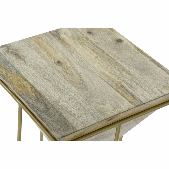 DKD Home Decor Mesita Auxiliar de Mango y Metal Natural 40x40x45 DKD Home Decor Mesita Auxiliar de Mango y Metal Natural 40x40x45