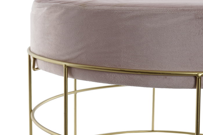 DKD Home Decor Reposapiés de Terciopelo Rosa Palo y Dorado