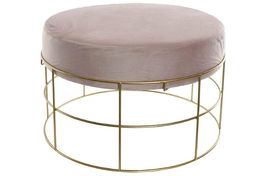 DKD Home Decor Reposapies Rosa Palo Dorado Terciopelo Metal 60 x 37.5 x 60 cm