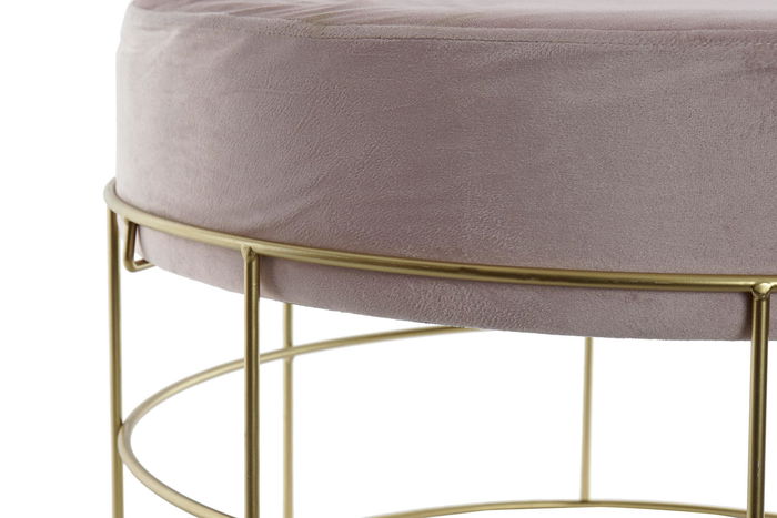 DKD Home Decor Reposapies Rosa Palo Dorado Terciopelo Metal 60 x 37.5 x 60 cm