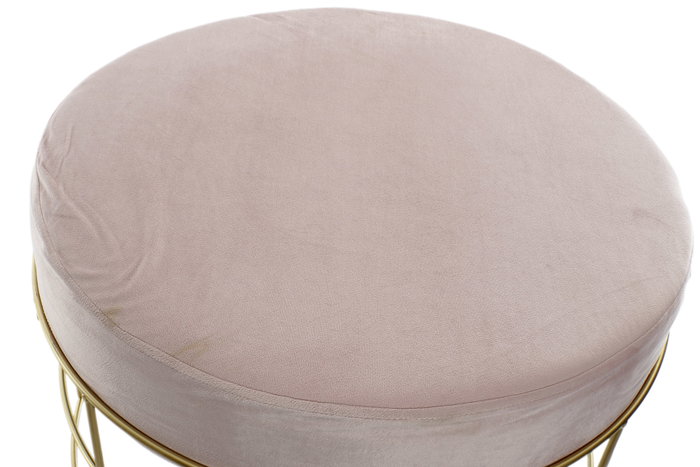 DKD Home Decor Reposapiés de Terciopelo Rosa Palo y Dorado