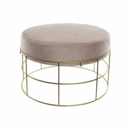 DKD Home Decor Reposapiés de Terciopelo Rosa Palo y Dorado