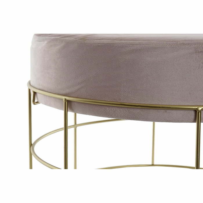 DKD Home Decor Reposapiés de Terciopelo Rosa Palo y Dorado