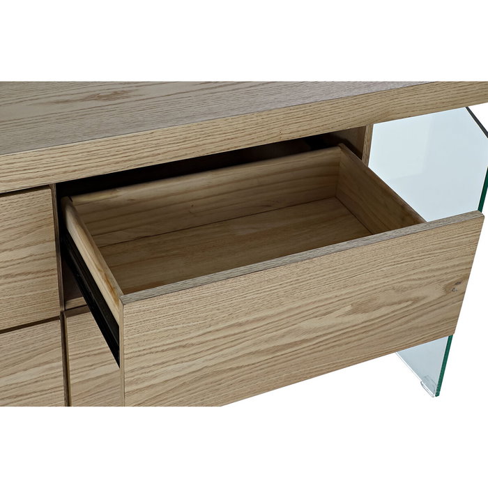 DKD Home Decor Buffet de Cristal y MDF Marrón Claro
