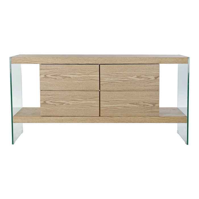 DKD Home Decor Buffet de Cristal y MDF Marrón Claro