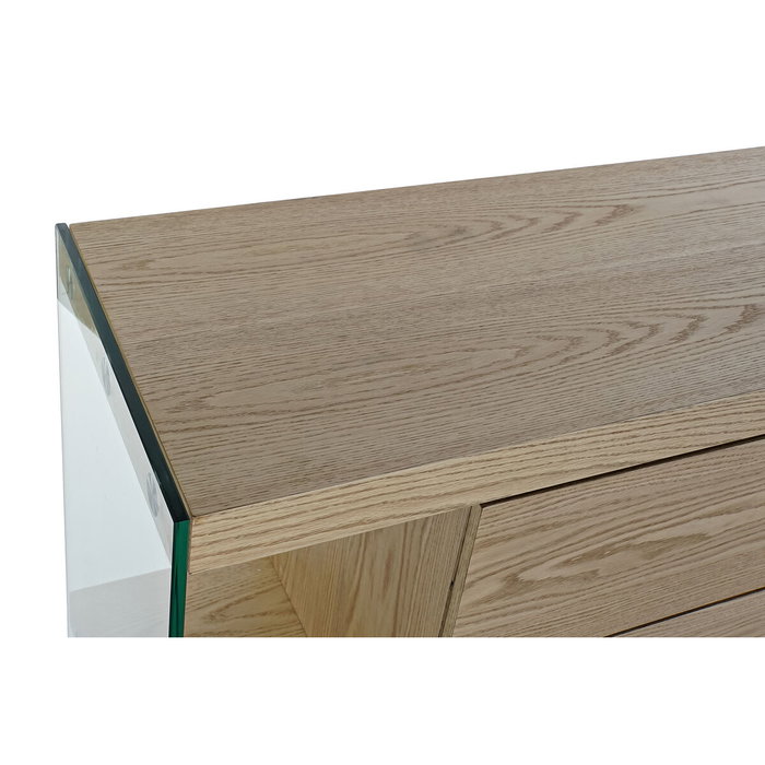 DKD Home Decor Buffet de Cristal y MDF Marrón Claro