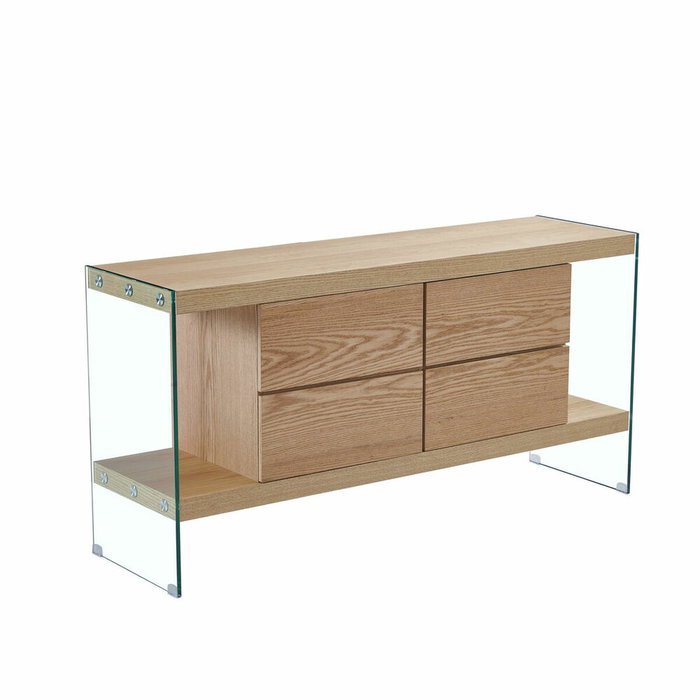 DKD Home Decor Buffet de Cristal y MDF Marrón Claro