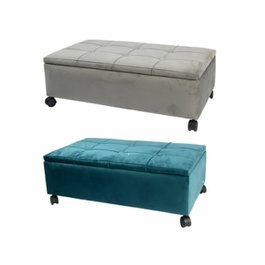 DKD Home Decor Descalzadoras tipo Baúl de Terciopelo, Surtido de 2 Unidades