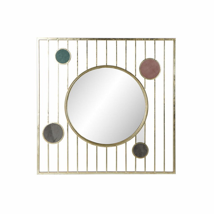 DKD Home Decor Espejo de Metal y Cristal con Diseño de Círculos Dorado 100x100 cm