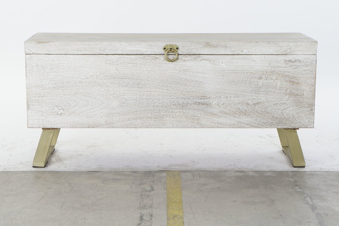 Baul Moderno DKD Home Decor Blanco Dorado 40 x 52 x 116 cm