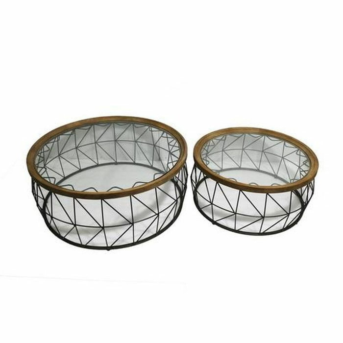 DKD Home Decor Set de 2 Mesas de Centro de Metal y Cristal