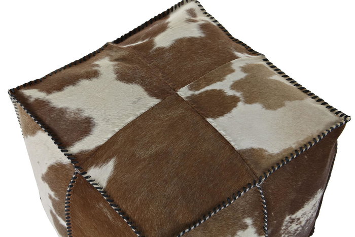 DKD Home Decor Pouf Colonial Marron Piel Poliester Rombos 45 x 40 x 45 cm