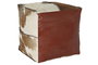 DKD Home Decor Puf de Piel y Poliéster con Diseño de Rombos Marrón