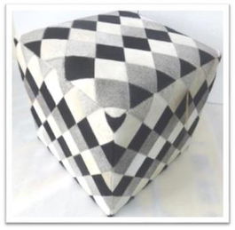 DKD Home Decor Pouf Colonial Marron Piel Poliester Rombos 45 x 40 x 45 cm