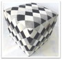 DKD Home Decor Puf de Piel y Poliéster con Diseño de Rombos Marrón