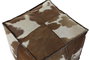 DKD Home Decor Puf de Piel y Poliéster con Diseño de Rombos Marrón