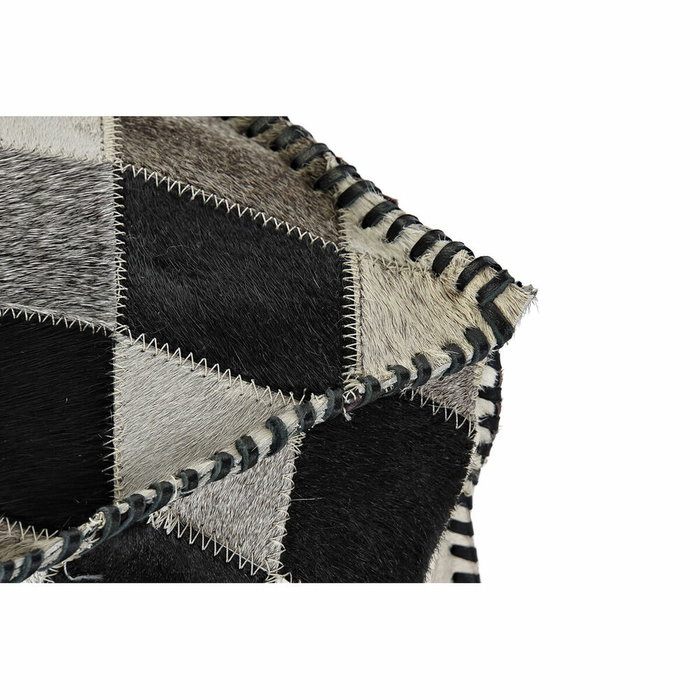 DKD Home Decor Puf de Piel y Poliéster con Diseño de Rombos Marrón