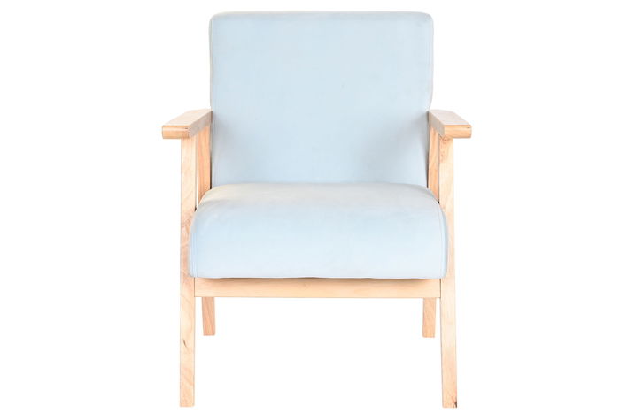 DKD Home Decor Butaca Azul Celeste 69x77x61 cm Poliéster y MDF