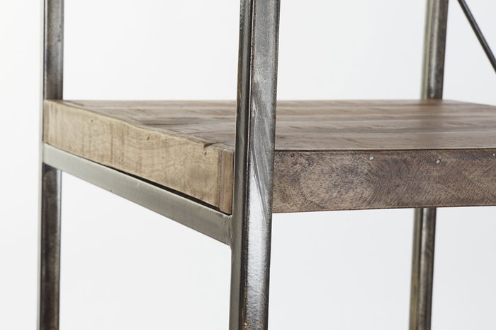DKD Home Decor Perchero Moderno Mango y Metal Natural y Negro 130 x 47 x 205 cm