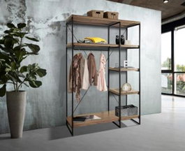 DKD Home Decor Perchero Moderno Mango y Metal Natural y Negro 130 x 47 x 205 cm