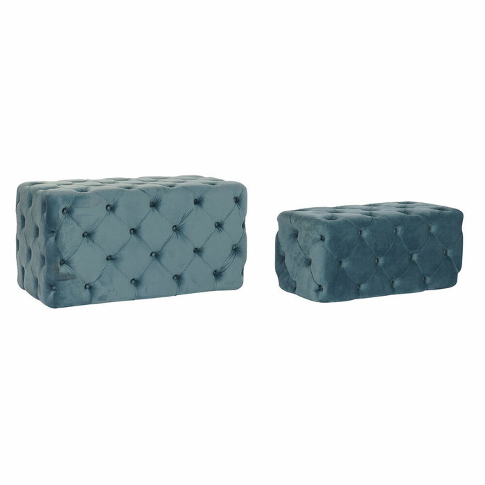 DKD Home Decor Set de 2 Descalzadoras en Terciopelo Azul