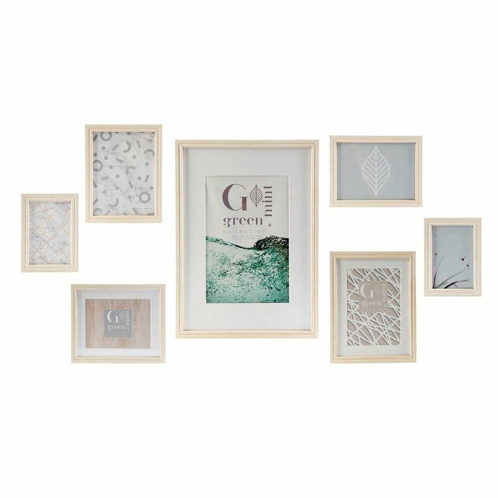 DKD Home Decor Set de 7 Marcos de Fotos Verde Menta y Natural en MDF y Cristal DKD Home Decor Set de 7 Marcos de Fotos Verde Menta y Natural en MDF y Cristal